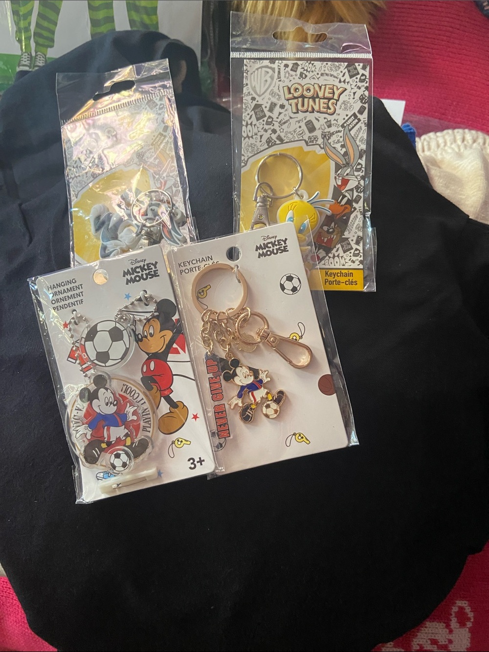 Warner Bros. Looney Tunes & Disney Kids Keychain Pack - Black, Red, Yellow